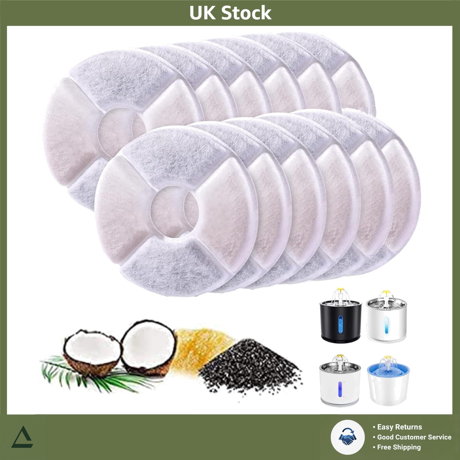 Pet Fountain Filters Round Activated Carbon Resin 12-Pack