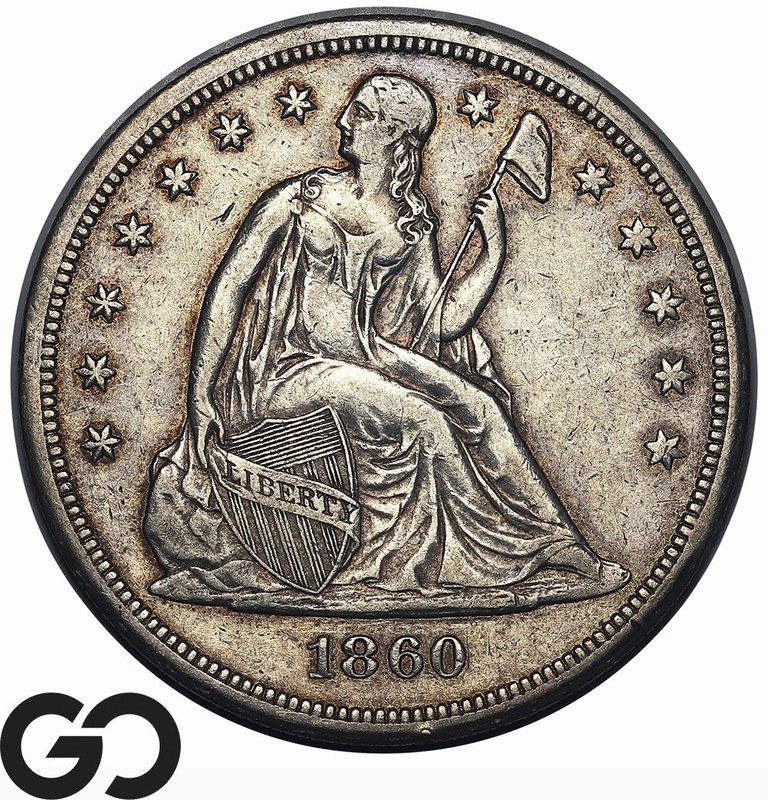 1860-O Seated Liberty Dollar *Scarce* Rev Graffiti
