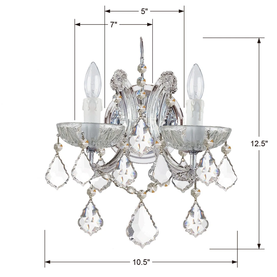 Crystorama Lighting Group 4472-CL-MWP Maria Theresa 2 luces 13" - Cromo Foto 2 de 2