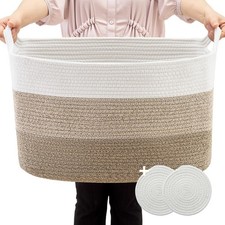 Extra XXXLarge Blanket Basket 25" x 16" x 16" Woven Laundry Blanket Basket Ba...