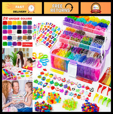 17500 Rubber Loom Bands Set, 28 Colors, 600 S-Clips, Beads Pendants - Craft K