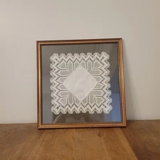 Framed White Doily Vintage 30 X 30 Cm