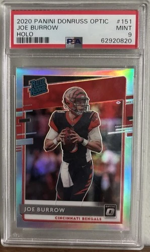 Panini 2020 Donruss Optic Rated Rookies Joe Burrow Holo Prizm PSA 9 Bengals #151