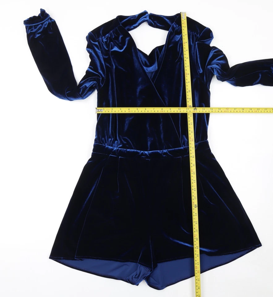 Topshop Mono Mujer Terciopelo Azul Manga Larga Reino Unido 12 Foto 2 de 4