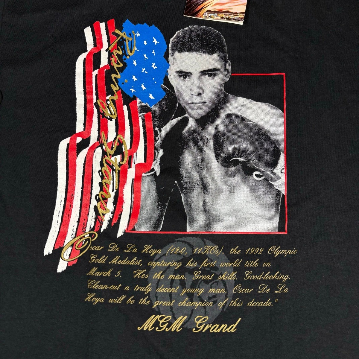 Vintage 1994 Oscar De La Hoya vs. Giorgio Campanella MGM Grand Promo Shirt Sz L View 2