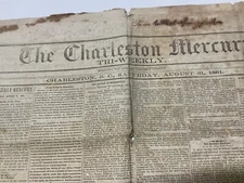 CSA CHARLESTON MERCURY 1861 PRICE BATTLE SPRINGFIELD CAPE HATTERAS JOHNSTON VOLS