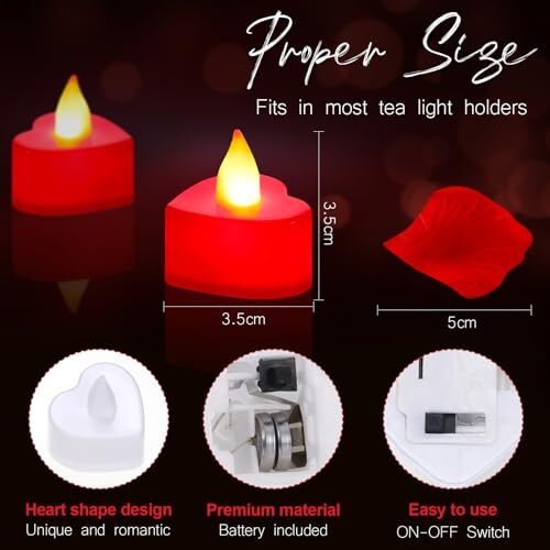 4000 Pcs Artificial Rose Petals with 24 Pcs Led Tea Lights Candles Flameless - Afbeelding 5 van 8