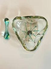 Murano MCM Seguso Dalla Venezia Aquarium Glass 2 Piece Smoking Set Fish Ashtray