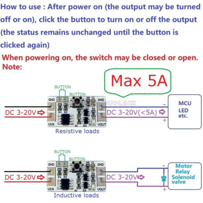 DC3-20V 5A Bistable Self-locking Switch Module Board LED Controller Relay NEW