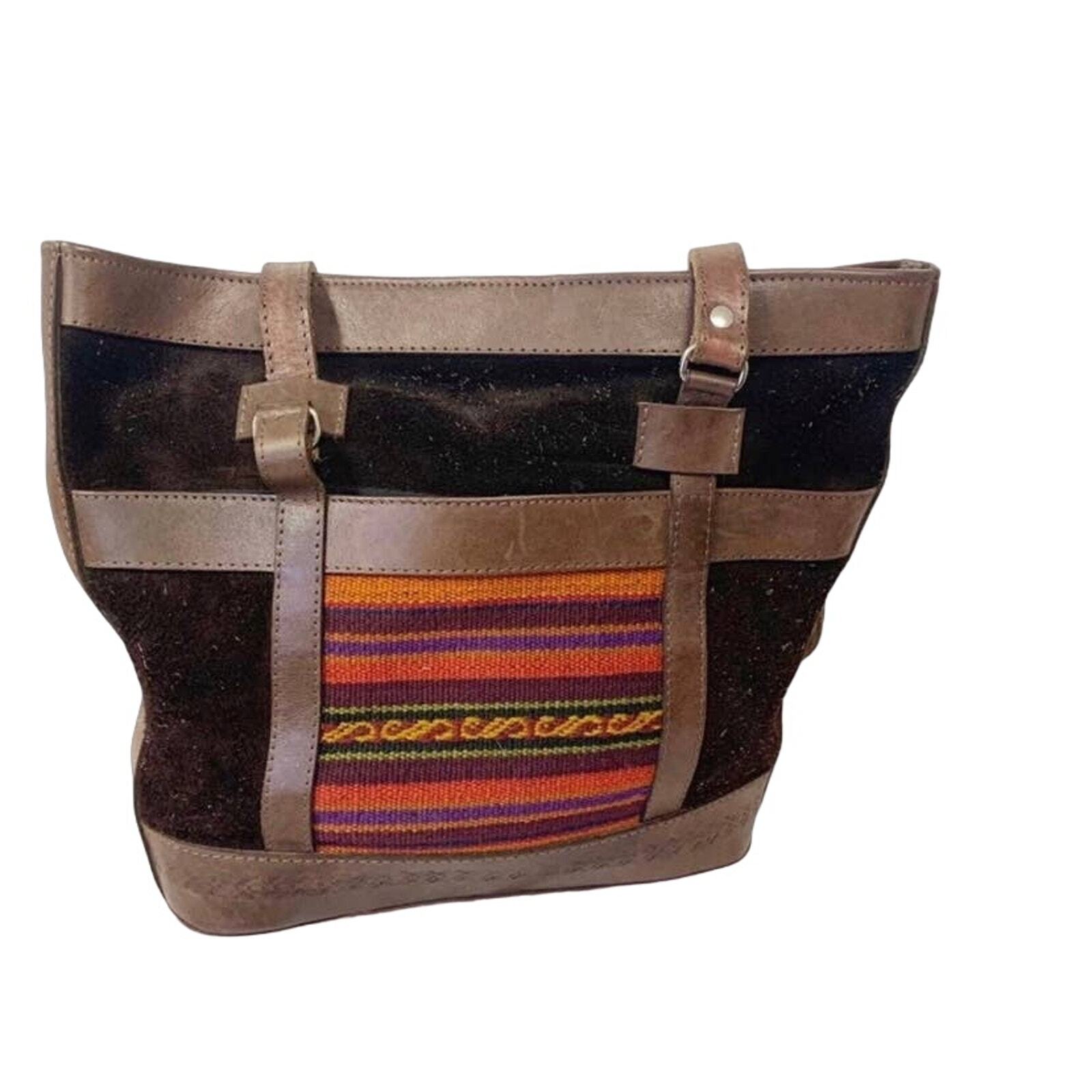 Shoulder Bag Brown Leather Suede Shoulder Zipper Tote Bag-image