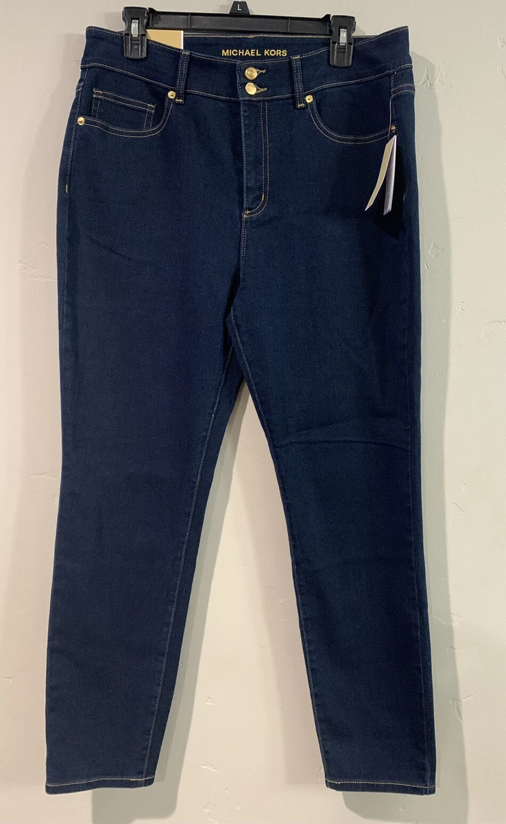 MICHAEL KORS women s Carmen Skinny Super High Rise Jeans In Dark Blue Sz 12 NWT