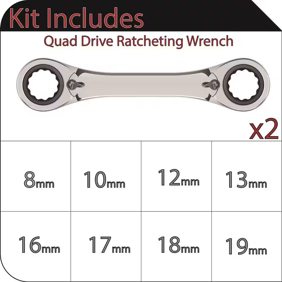 Metric Quad Drive Ratcheting Wrench Set (2Piece) eBay