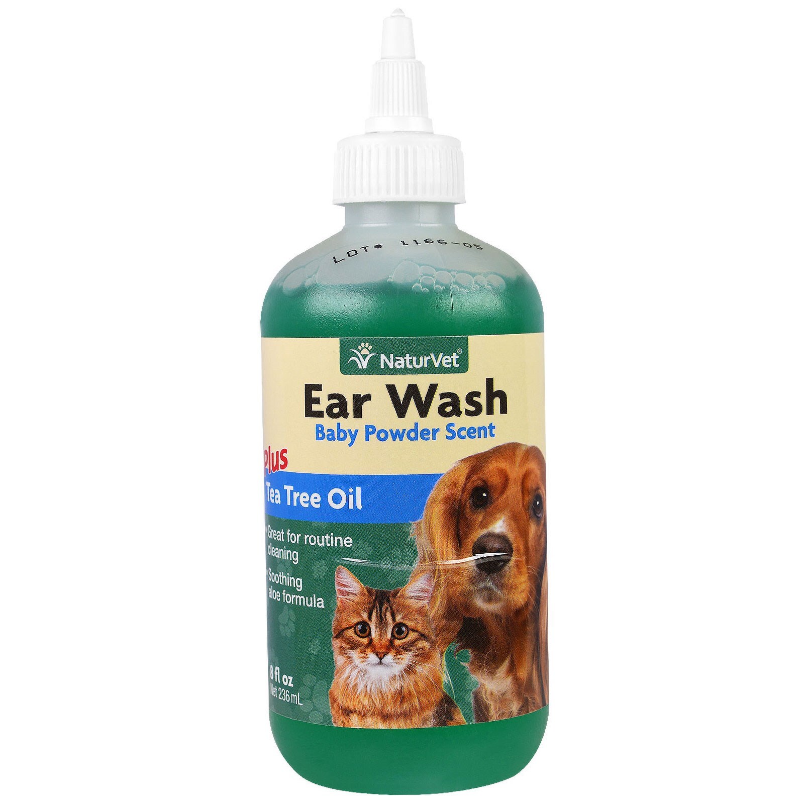 NaturVet, Ear Wash Plus aceite de árbol de té, aroma en polvo para bebés, 8 fl oz (236 ml)