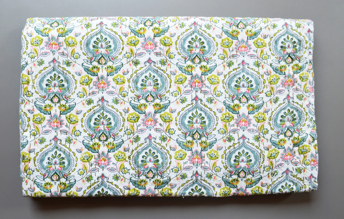 New Indian Cotton Hand Stitch Pure Cotton Kantha Quilt Traditional Winter Gudri