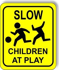 Slow funny children at play Aluminum composite sign bright yellow long-lasting