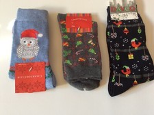 3 PAIRS WOMENS NOVELTY CHRISTMAS CREW SOCKS NWL OWL/BIRDS  NWL  CUTE 