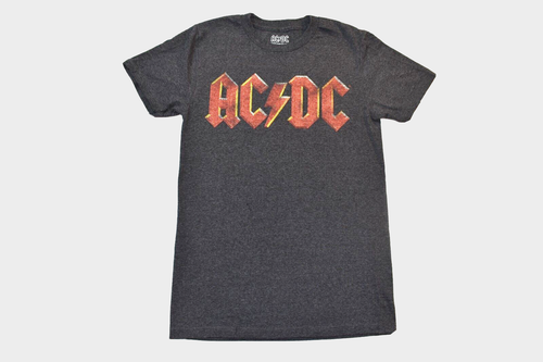 AC/DC Mens AC/DC Distressed Logo Charcoal Heather Shirt New XS-2XL | eBay