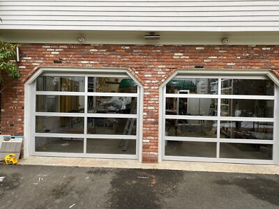 x2 White Aluminum Garage Doors & 1/8'' Single Pane Clear Glass [9' x 7' ]