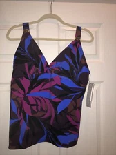 NWT Amoressa women's Gitano Sevilla Surplice Wine Tankini Top  Sz 14