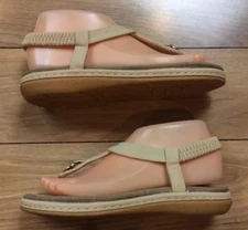 Sz 7 7.5 US EU 38 SOCOFY Thong Ankle Strap Slingback Clip Toe Sandals Shoes FLAW