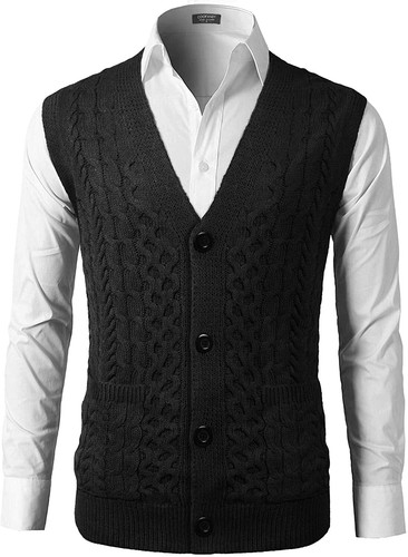 V-Neck Cable Knit Sweater Vest 