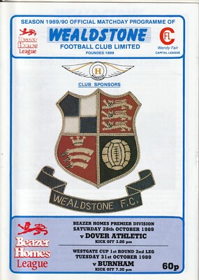 Wealdstone gegen Dover Ath 29 / Burnham 31. Oktober 1989 Beazer Homes Premier Programm