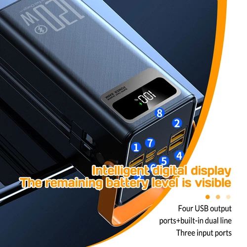 120W Portatil 70000mAh Cargador Fast Power Bank USB C Para Bateria Celulares LED image 13