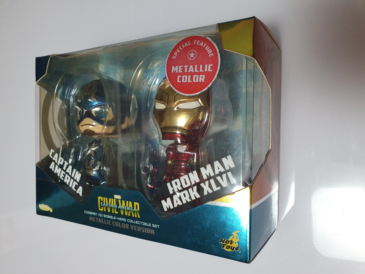 Metallic Color Version Hot Toys Captain America Iron Man Cosbaby