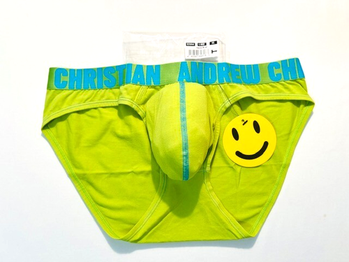 Andrew Christian Size X-Large Cotton Brief - Lime/Aqua Blue - Roomy Pouch