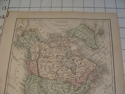 Vintage Original 1866 Mitchell Map: NORTH AMERICA map # 3 aprox 10