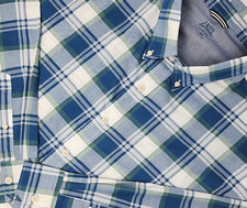Izod Saltwater Men  s Shirt Size 2XL Blue Plaid Lightweight Flannel Relaxed Fit