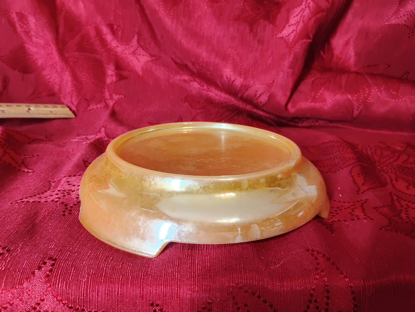 Fire King Anchor Hocking Peach Lustre Ivy Punch Bowl Set With 8 Cups  With Stand