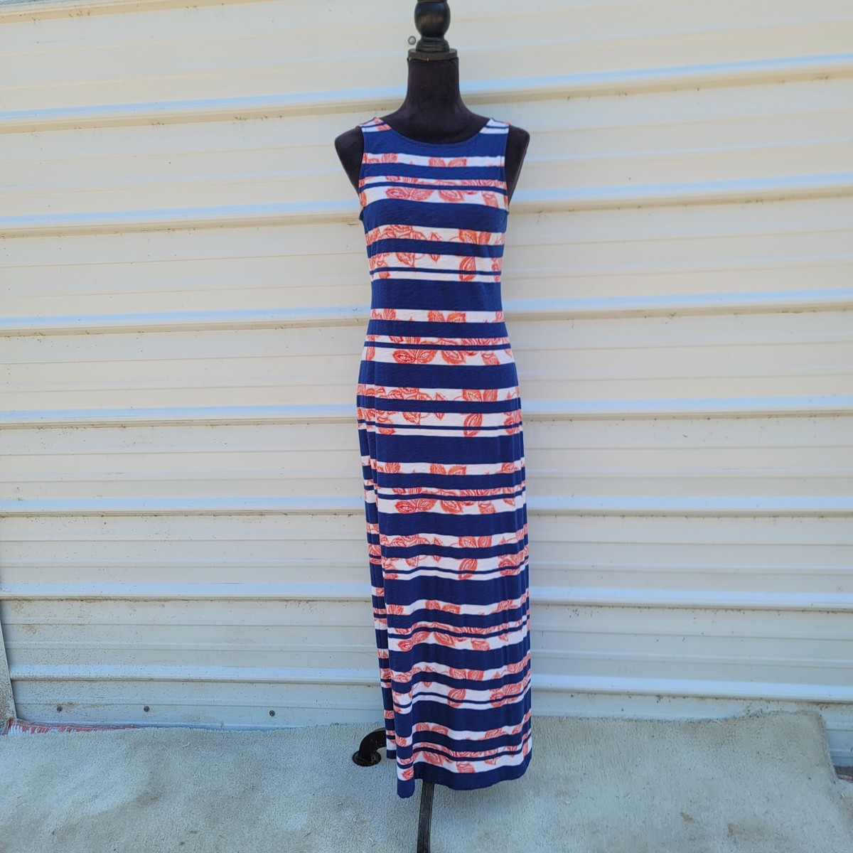 Tommy Bahama 100% Cotton Maxi Dress Womens Blue Red Peekaboo Paisley  T-Shirt S