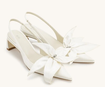 New! Women s (10B) JW PEI Queena Floral Appliqués Slingback Pumps-Ivory White