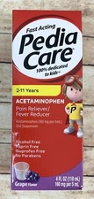 Pedia Care Acetaminophen 2-11 Years Pain Reliever Fever Reducer Fast-Acting 4oz