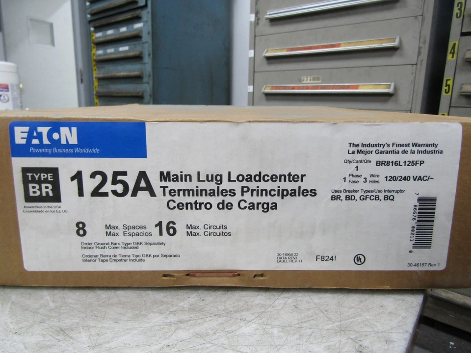 💥NEW SEALED EATON 125 AMP MAIN LUG LOADCENTER 1Ø 3 WIRE 120/240 VAC BR816L125FP - Image 2 of 4