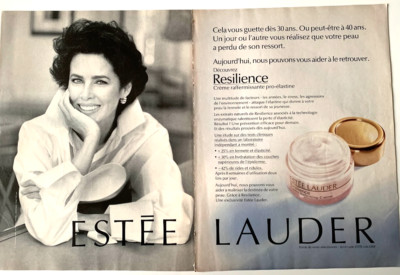 ESTÉE LAUDER PUB AD RESILIENCE DAYLE HADDON VINTAGE 1994 FASHION BEAUTY 2 SEITEN
