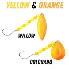 Yellow & Orange Worm Harness Spinner Lure for Fishing and Targets WALLEYE