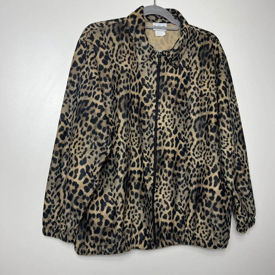 Chaqueta Bon Worth Vintage Estampado Leopardo Cremallera Poliéster Talla LP Foto 3 de 4