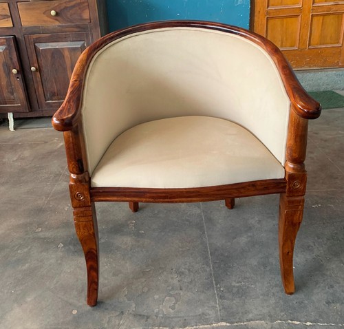 Handmade Wooden Seat Dining Chair Indian Cushioned Armchair Living Room Seating - Picture 8 of 10