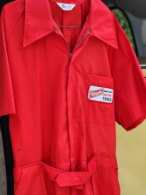 Vintage Swingster Red Milwaukee Tools Jumpsuit Coveralls Large Cut Up In 2 Rags