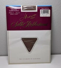 Vintage Hanes~ Silk Reflections Silky Control Top Pantyhose~Size AB~ Brown