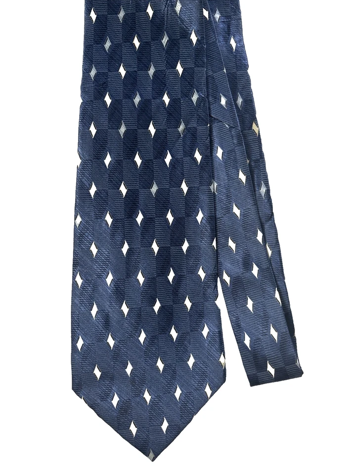 Corbata para hombre Arrow 100 % seda oro iridiscente y plata diamantes en azul 58x3 3/4" Foto 4 de 4