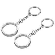 30mm Metal Coin Holder Keychain, 2Pcs Coin Case with Key Ring, Silver