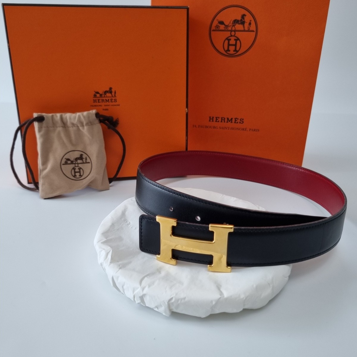 HERMES レザー ベルト ブラック/イエロー 70 HERMES 【数量限定セール】エルメス アクセサリー レディース