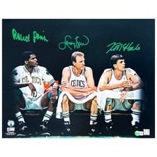 Boston Celtics Big Three Robert Parish, Larry Bird, Kevin McHale Signed 16x20 Ba