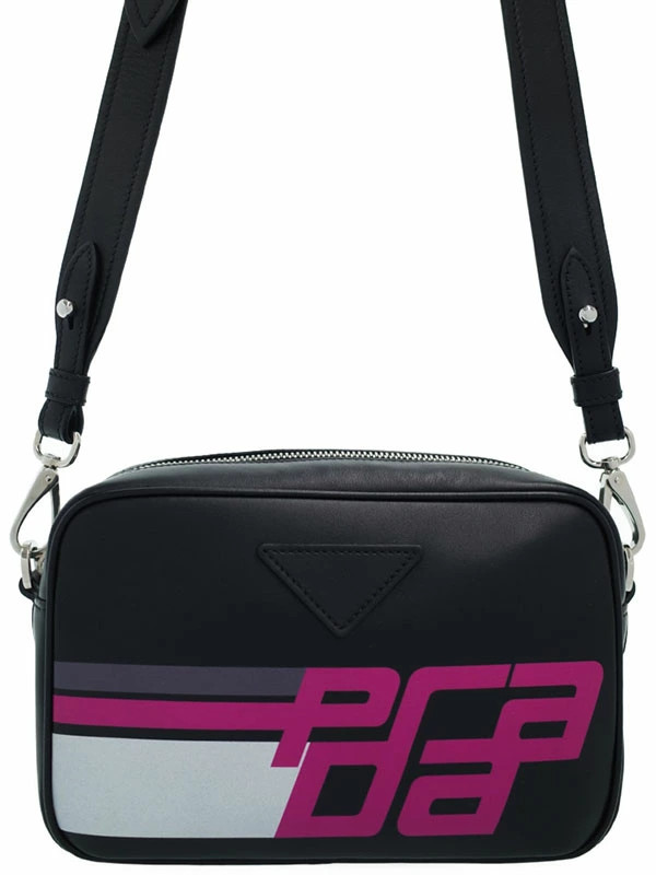 Prada Racing Logo camera bag black calfskin leather