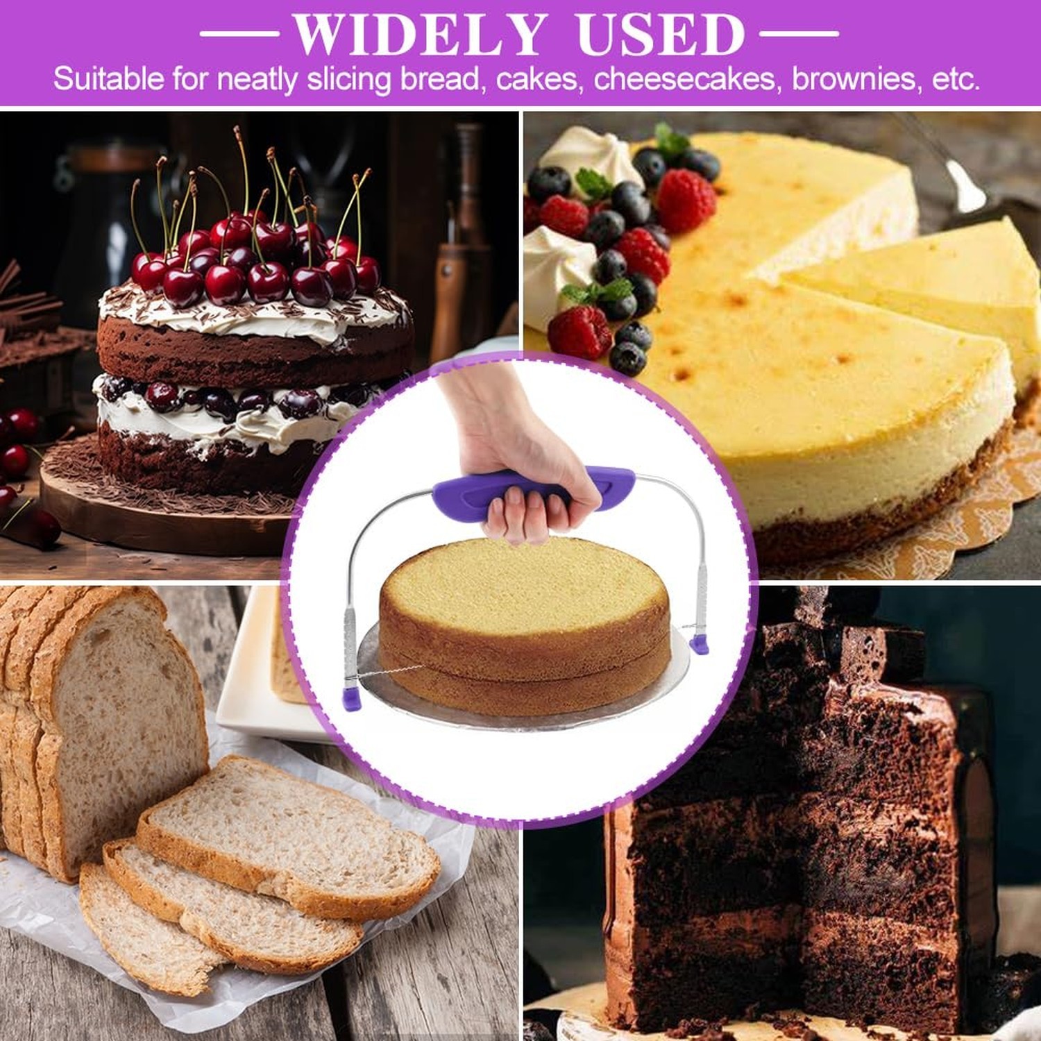 JIANWEI Adjustable Cake Leveler and Scraper Set, 4pcs Decorating Kit, Large S...