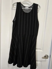 Leota Women's Black Striped Sleeveless Skater Dress 2XL