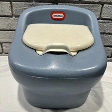 Vintage Little Tikes Childs Size Potty Training Seat Chair Blue & White Toilet